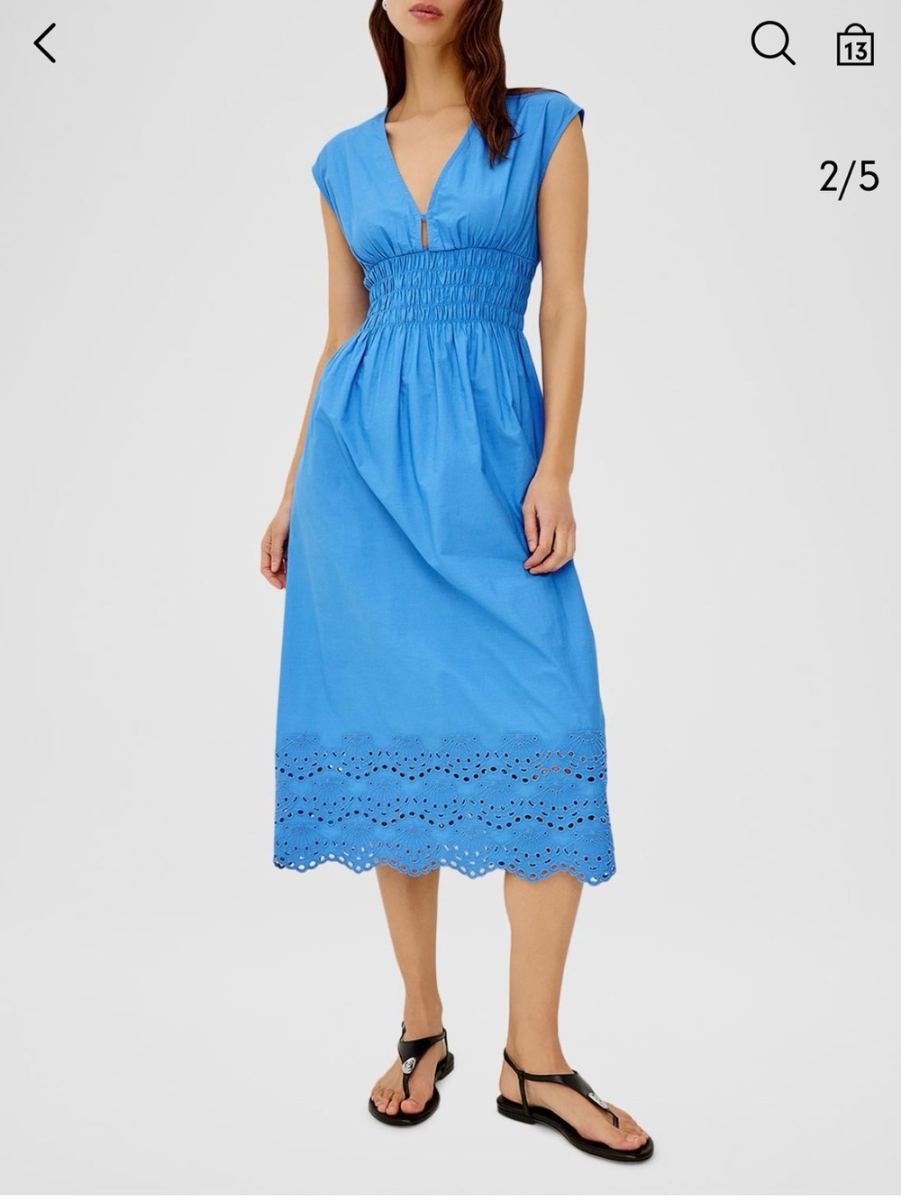 NEW RAILS Blue Sleeveless Midi Dress with Smocked Waist